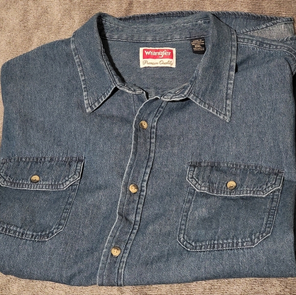 Mens 2XL Wrangler Blue Casual Button Down Shirt LIKE NEW - Picture 7 of 7